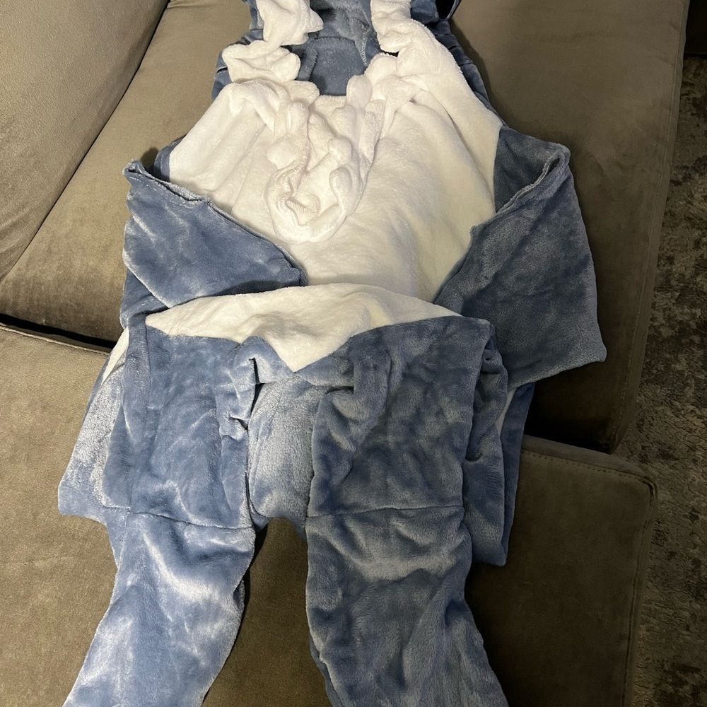 Blue and White Plush Dinosaur Costume